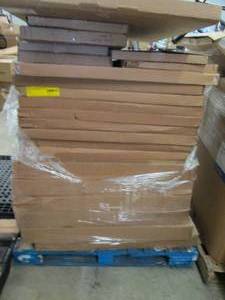 lot 116 image: tall pallet of shelving,shoe rack a...