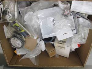 lot 125 image: box full pf pvc parts, metal pullys...