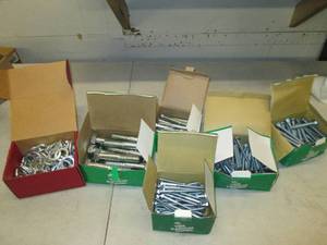 lot 127 image: 6 boxes of bolts , lag screws and w...