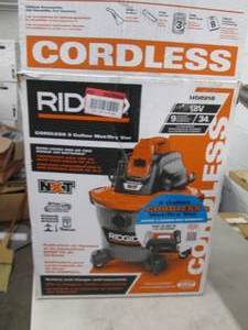 lot 226 image: rigid cordless 18 volt 9 gallon wet...