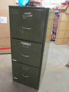 lot 290 image: green 3 door filing cabinet 53 inch...