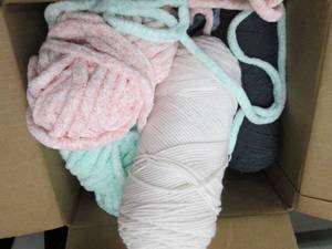 lot 330 image: box of yarn and sparkle tulle...
