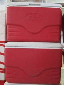 lot 348 image: 2 colman coolers used have writing ...