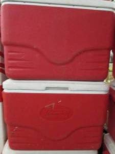 lot 349 image: 2 colman coolers used have writing ...