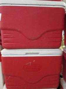 lot 351 image: 2 colman coolers used have writing ...