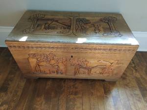 Hand Carved Wood Storage Chest
