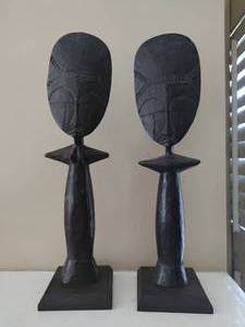 Two Hand Carved Wood Figurines