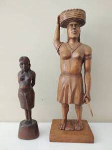 Two Hand Carved Wood Figurines