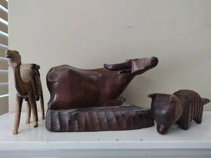 Three Hand Carved Wood Animals