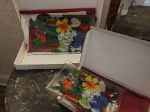 Two Peggy Karr Glass Trays