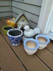 lot 37 image: Collection of Planters and Outdoor Dcor