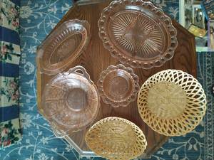 lot 167 image: Collection of Pink Depression Glass