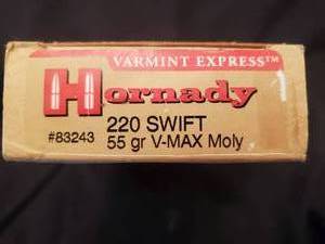 Hornady 220 Swift 55gr. V-Max Moly