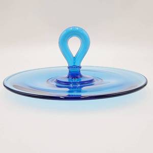 lot 49 image: Vintage Blue Glass Server with Handle