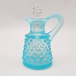 lot 54 image: Vintage 1950s Fenton Opalescent Blue Hobnail Cruet
