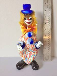 VINTAGE MURANO 9 TALL ART GLASS CLOWN WITH BIG BOW &amp PERHAPS MILLEFIORI BODY - GREAT CONDITION - NO CHIPS OR CRACKS&nbsp