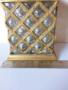 Fantastic Vintage 10 Italian Brass&nbsp Art Glass Humidor Trinket Container With Lid - Great Condition - Inside Shows A Break In The Glass Near The Top - Can Not Be Seen From The Outside