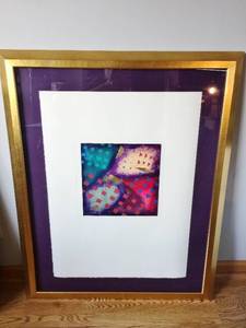 WOW 1970s MCM Retro Chic Large 40x32 Gold Foil Signed Contemporary&nbspArt Piece With Gold Gilt Custom Frame - Removed From A Very Large Wayzata Estate - Great Condition