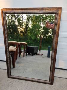 Refined Beauty Purchased From Horchow &amp Hung In An Chanhassen Estates Bathroom - Matching Pair Of Burnish Bronze Brass Copper Framed Beveled Mirrors - Great Condition Please Note Bidding Is For 1 Each On This Lot&nbsp