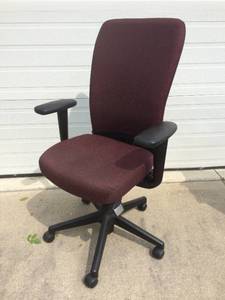 MSRP $1200 Haworth Look Designed by&nbspROBERT LEONETTI&nbspHigh-Back Executive Office Ergonomic Multi-Adjustable Upholstered Chair - Has Braille On Underside Of Levers - Excellent Condition