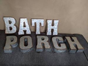 lot 341 image: Set of (9) Metal Letters  Bath & Porch