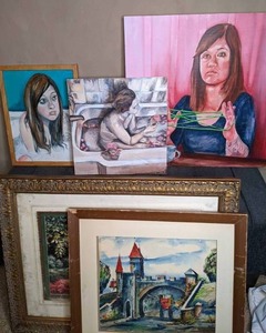 lot 343 image: Lot of (5) Original Paintings