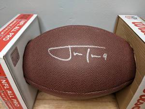 lot 13 image: New Justin Tucker Autographed NFL Wilson Football Baltimore Ravens Kicker All Pro
