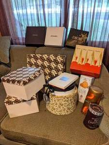 lot 287 image: Vintage Tins and Daytons Boxes and Newer Boxes incl. Prada, Dior and Chanel Boxes
