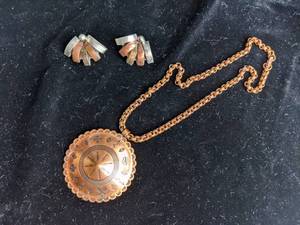 lot 268 image: Copper Necklace and Copper and Silver Earrings