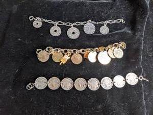 lot 272 image: Vintage Coin Bracelets includes a Indian Head Buffalo Nickel Bracelet