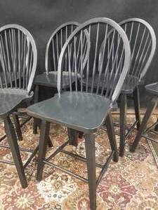 lot 3 image: Chic Black Windsor Chair Set (6)