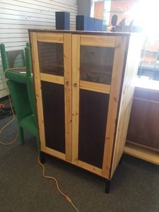 lot 5 image: Brilliant Refinished Pine Cabinet Desk