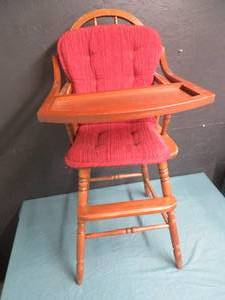 lot 82 image: HEIGHT CHAIR WITH RED SEAT CUSHION