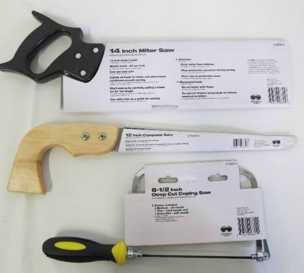 lot 502 image: Steel Grip Saw 3-Pack - 14 In Mitre Saw, 6-12 In Coping Saw, and 12 In Compass Saw  - New