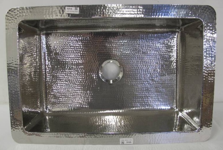 lot 508 image: Hammered Stainless Steel Kitchen Sink - 33 In W X 22 In L X 9 In Deep