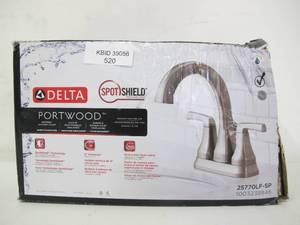 lot 520 image: Delta Portwood 4 in. Centerset 2-Handle Bathroom Faucet in SpotShield Brushed Nickel