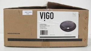 lot 514 image: VIGO Glass Round Vessel Bathroom Sink in Sheer Black