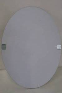 lot 554 image: Gatco Latitude 24 in. W x 27 in. H Frameless Oval Beveled Edge Bathroom Vanity Mirror in Brushed Brass 4239