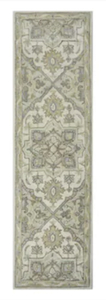 lot 17 image: ALLEN  ROTH Brookford 2 x 8 Ivory Soft Green Indoor Medallion Oriental Handcrafted Runner