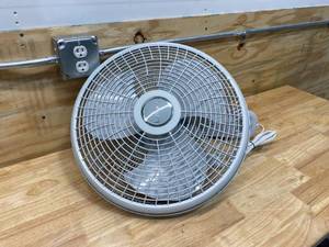 lot 26 image: LASKO 16 in. 3-Speed Oscillating Wall Mount Fan with Remote Control