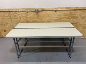 lot 76 image: NATIONAL PUBLIC SEATING Lot of 2-  72in.L x 18in.W Folding Tables