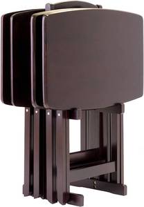 lot 109 image: Casual Home 5 Piece Tray Table Set, Espresso