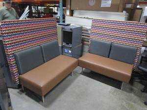 lot 102 image: MARTIN BATTRUD BOOTH WITH CUSTOM FABRIC