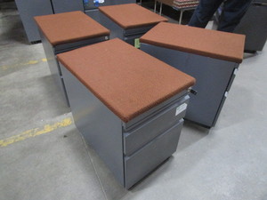 lot 130 image: FOUR HAWORTH ROLLING FILE UNITS WITH FABRIC TOPS