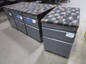 lot 131 image: FOUR HAWORTH FABRIC TOPPED ROLLING FILE UNITS