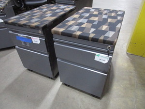 lot 133 image: TWO HAWORTH FABRIC TOPPED ROLLING FILE UNITS