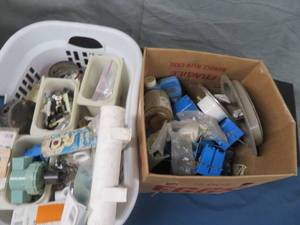 lot 25 image: TWO CONTAINERS FULL OF MISC. PLUMBING AND ELECTRICAL  EQUIPMENT