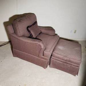 lot 44 image: Traditional Century Furniture Chair & Ottoman