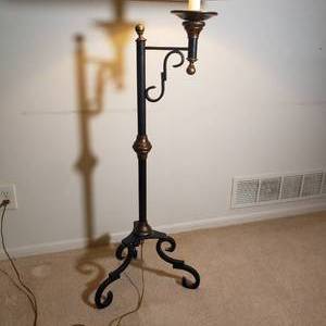 lot 28 image: Antique Iron and Brass Wrought Iron Floor Lamp
