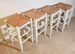 lot 35 image: Contemporary Rush Seat Twine Kitchen Stools